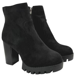 NWOT Weeboo Faux Suede‎ Platform Ankle Boots Black 7.5